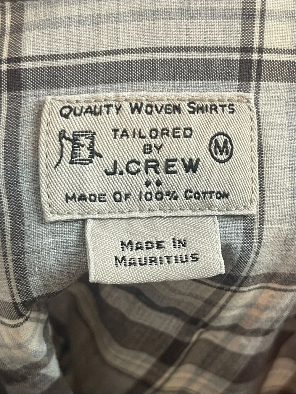 J. Crew Tailored by J Crew Gray, Brown and White Plaid Button-Up Shirt